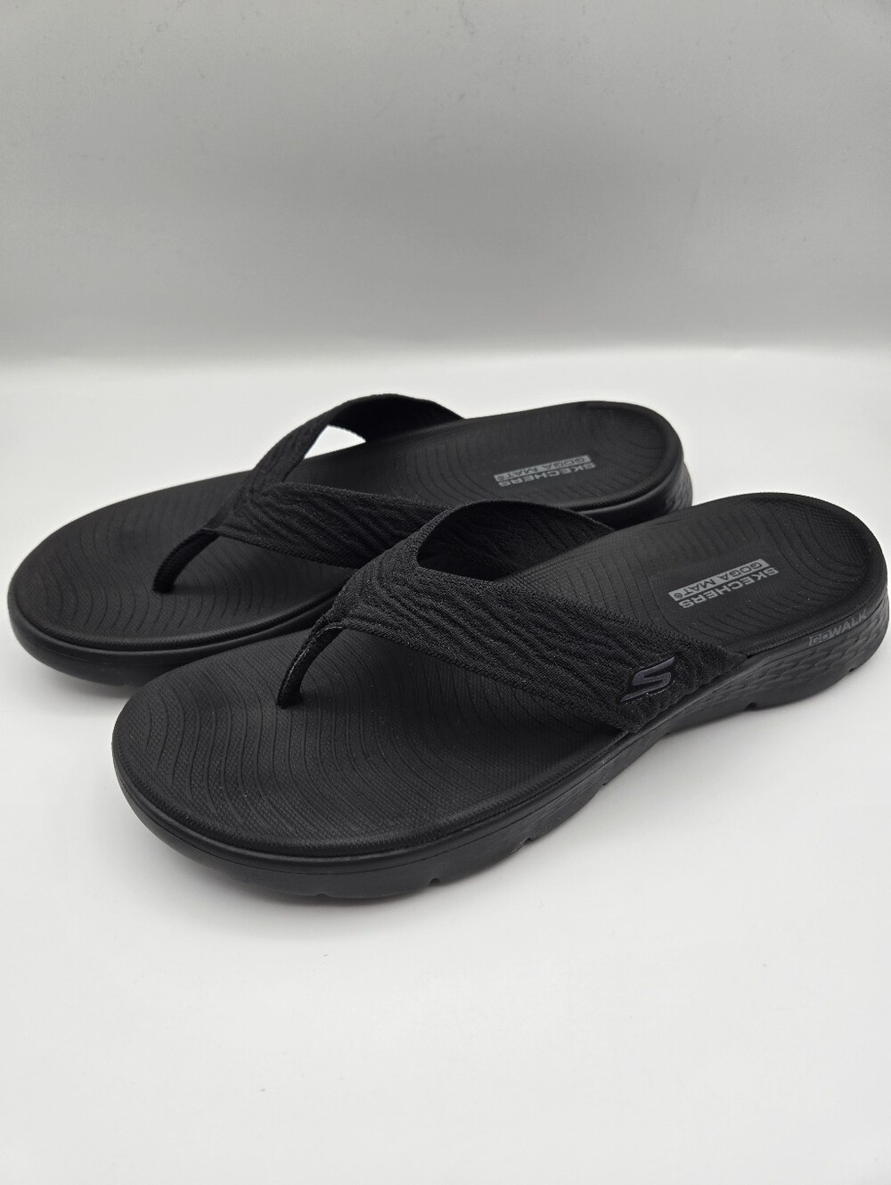 Skechers Go Walk Flex Sandal Splendor Black Comfort Flip Flops Womens Size 10